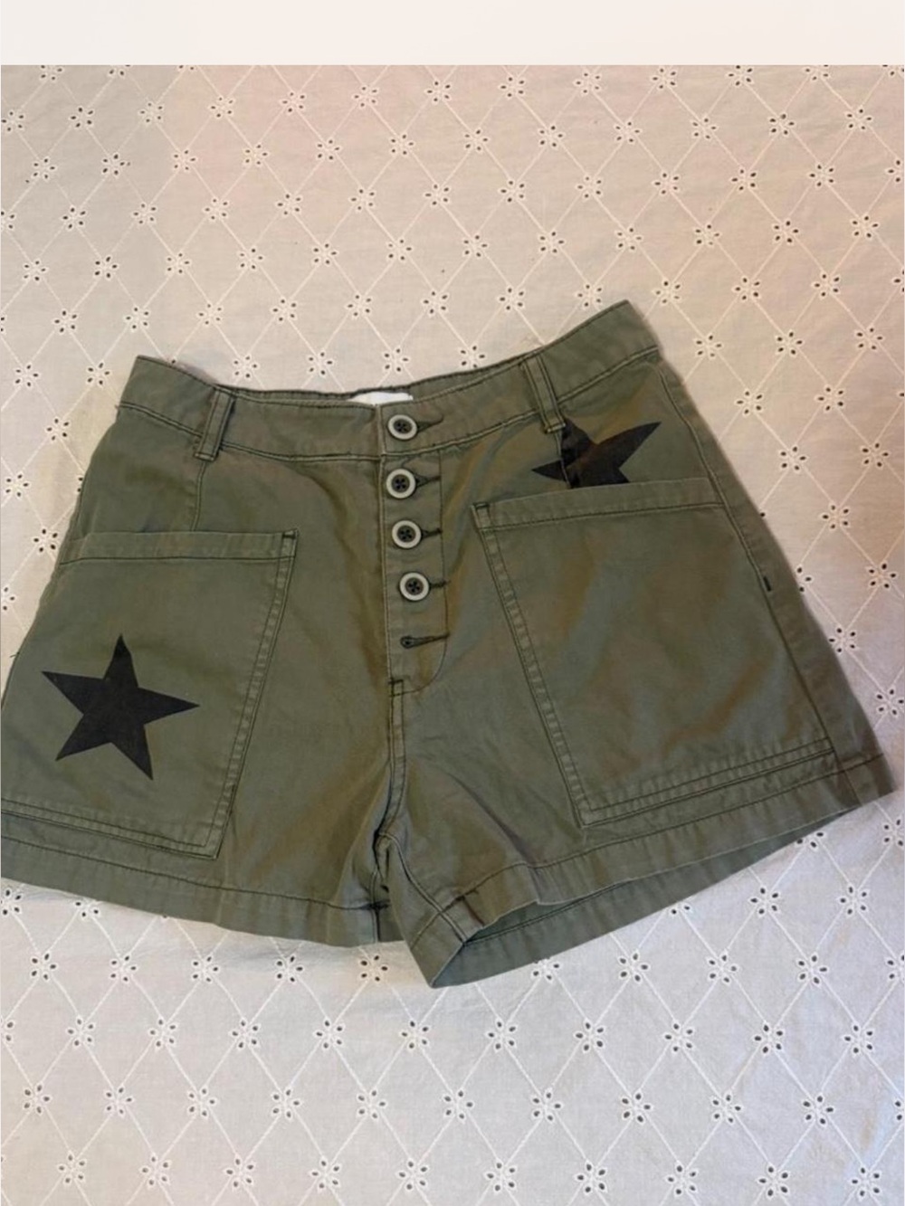 pistola Olive Green High-Rise Cargo Shorts